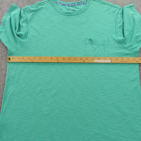 Tommy Bahama Shirt Mens Large Green Crew Neck Short Sleeve Logo Pocket - Picture 10 of 14